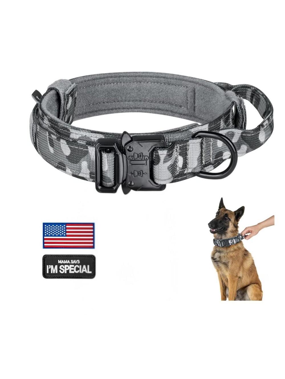 DAGANXI Tactical Dog Collar, Adjustable Military Training Nylon Dog Collar with